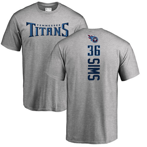 Tennessee Titans Men Ash LeShaun Sims Backer NFL Football #36 T Shirt->tennessee titans->NFL Jersey